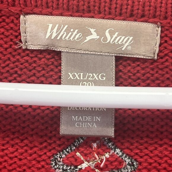 White Stag Snowmen Christmas Tree Sweater Vest Ugly Sweater Party Holiday XXL - Picture 10 of 13